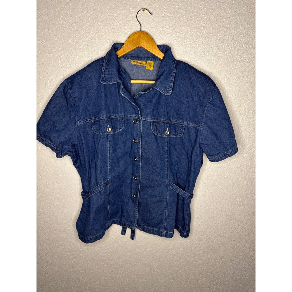 Vintage Erik Stewart Denim Shirt Women 1X Blue Excellent